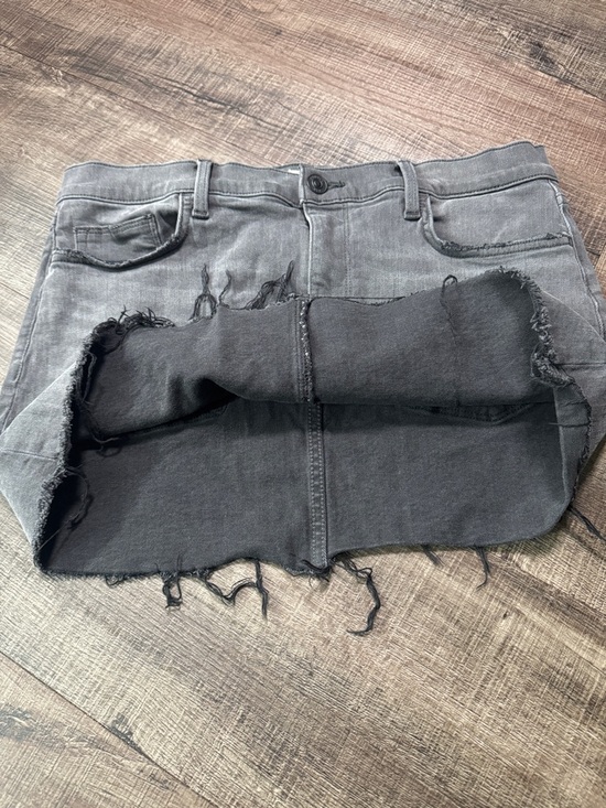 Hudson Jeans Black Washed Denim Mini Skirt with Raw Hem